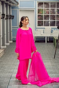 Fuchsia Charm – Cutwork Chiffon Ensemble
