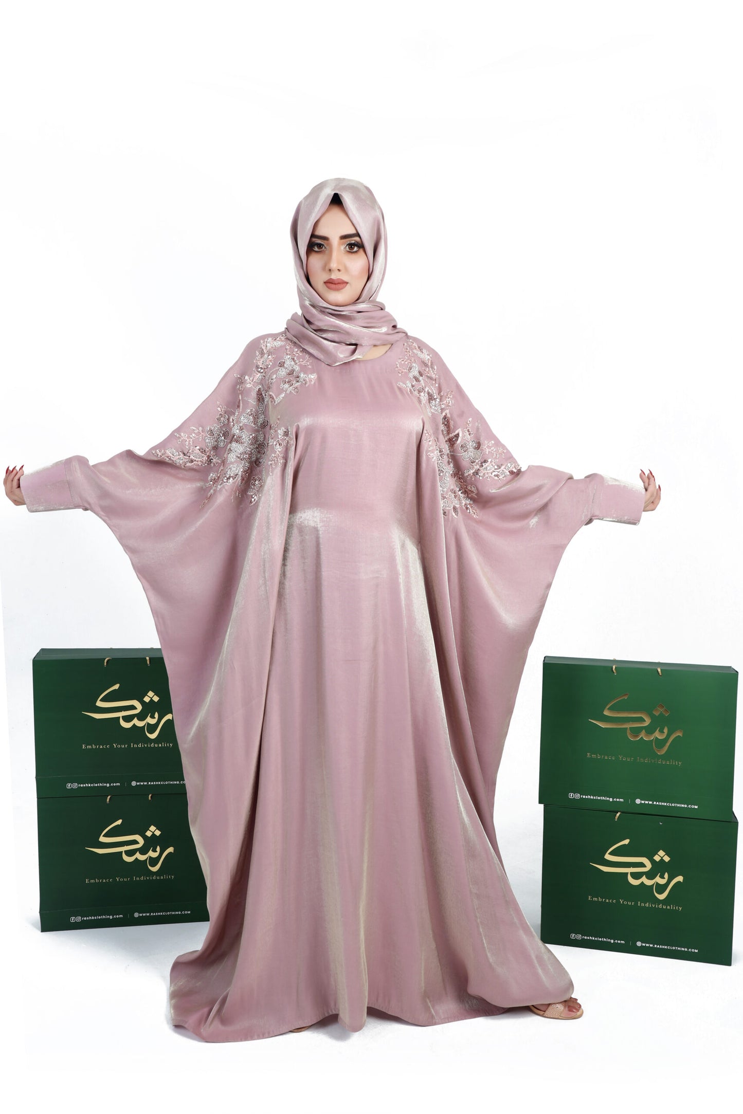 Pink Sparkle Kaftan Abaya