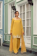 Mustard Elegance – Embroidered Chiffon Ensemble