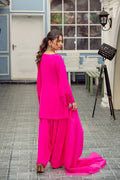 Fuchsia Charm – Cutwork Chiffon Ensemble