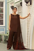 Chocolate Luxe – Sleeveless Chiffon Ensemble